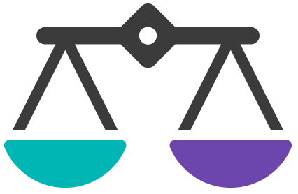federal candidate assessment - Scale left colored teal and right purple